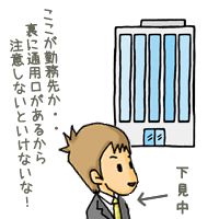 ここが勤務先か・・裏に通用口がるから注意しないといけないな！